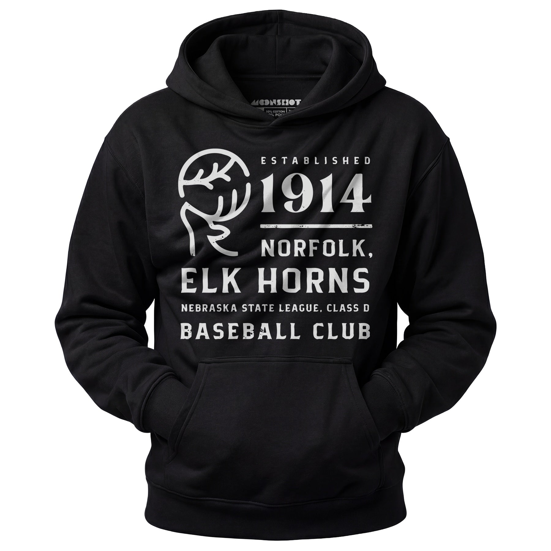 Norfolk Elk Horns - Nebraska - Vintage Defunct Baseball Teams - Unisex Hoodie