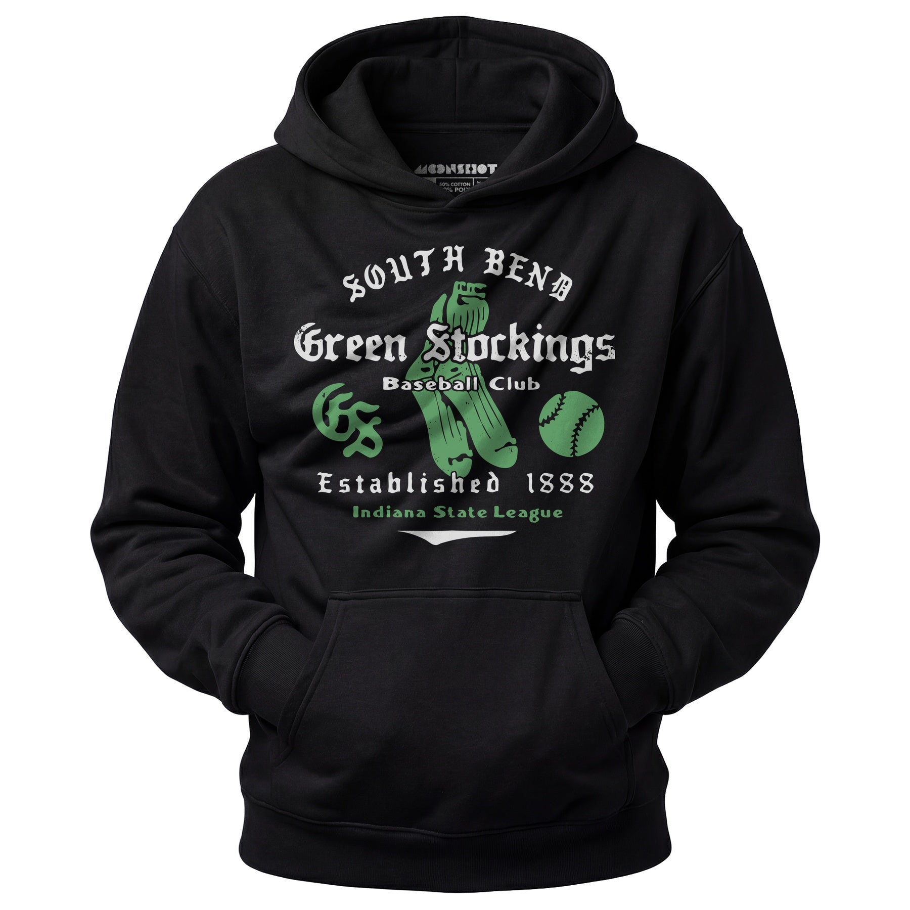 South Bend Green Stockings - Indiana - Vintage Defunct Baseball Teams - Unisex Hoodie