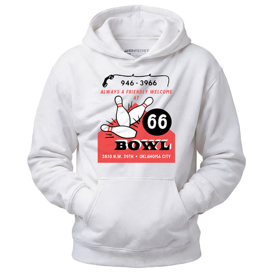 66 Bowl - Oklahoma City, OK - Vintage Bowling Alley - Unisex Hoodie