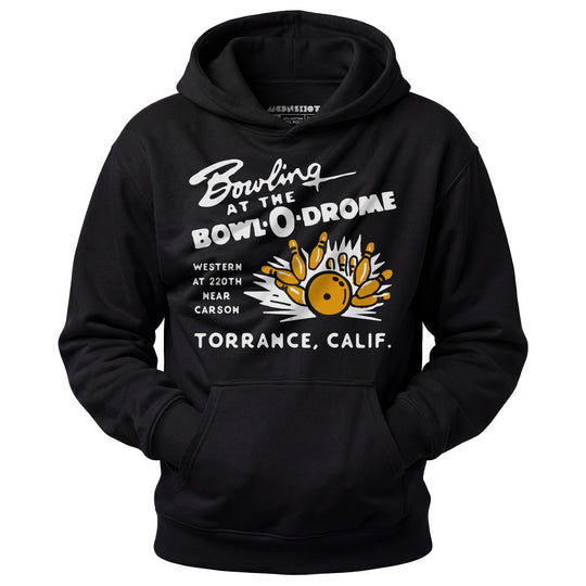 Bowl-o-Drome - Torrance, CA - Vintage Bowling Alley - Unisex Hoodie