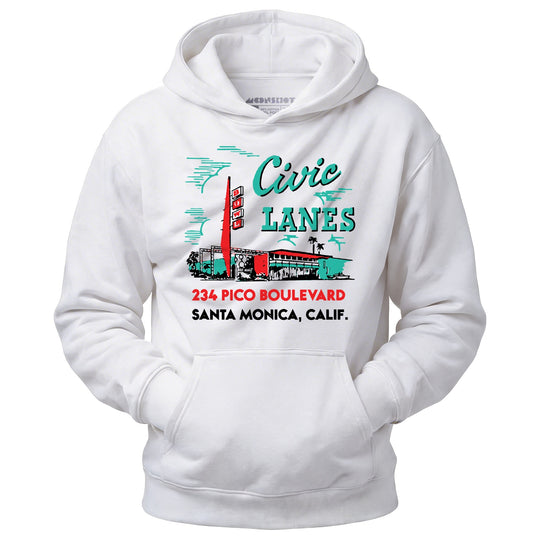 Civic Lanes - Santa Monica, CA - Vintage Bowling Alley - Unisex Hoodie