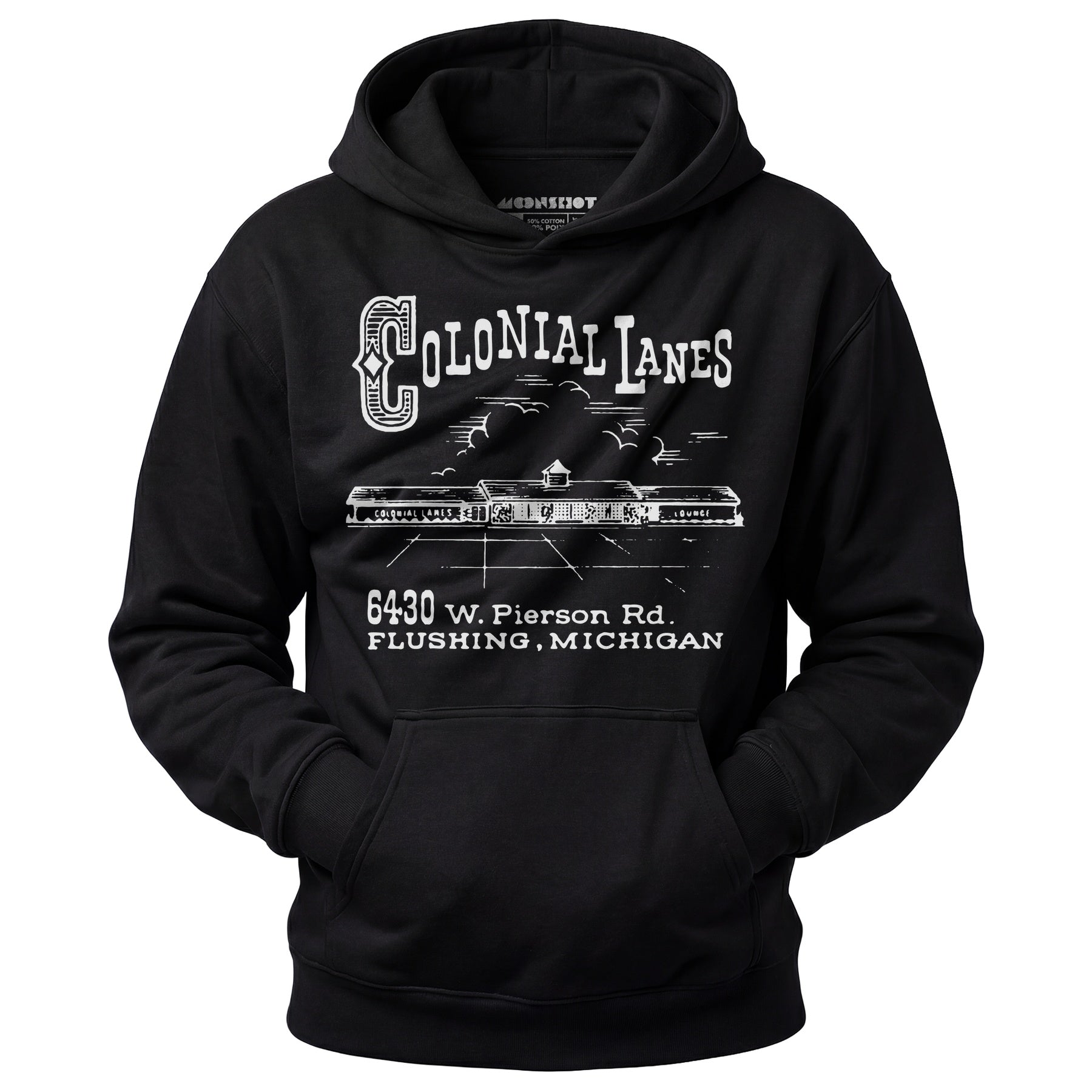 Colonial Lanes - Flushing, MI - Vintage Bowling Alley - Unisex Hoodie