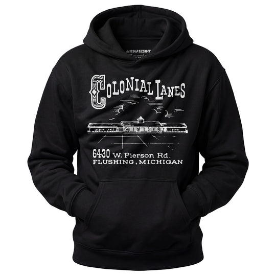 Colonial Lanes - Flushing, MI - Vintage Bowling Alley - Unisex Hoodie