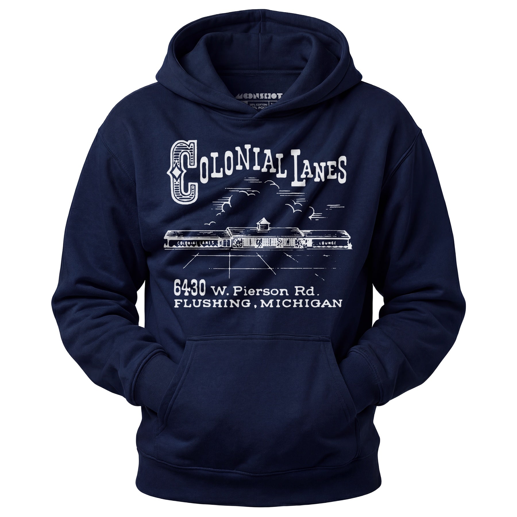 Colonial Lanes - Flushing, MI - Vintage Bowling Alley - Unisex Hoodie