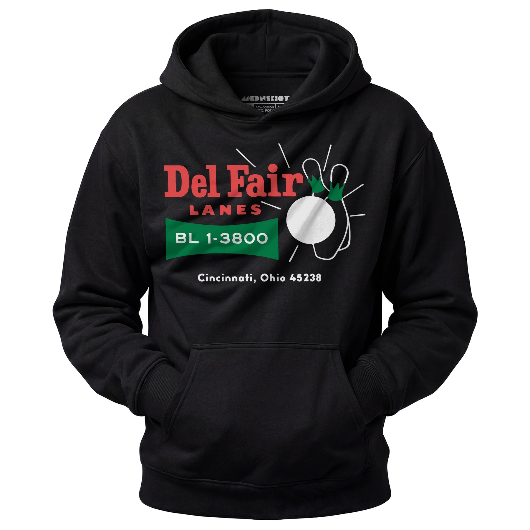 Del Fair Lanes v2 - Cincinnati, OH - Vintage Bowling Alley - Unisex Hoodie