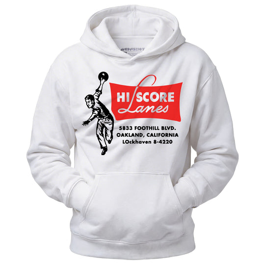 Hi Score Lanes - Oakland, CA - Vintage Bowling Alley - Unisex Hoodie