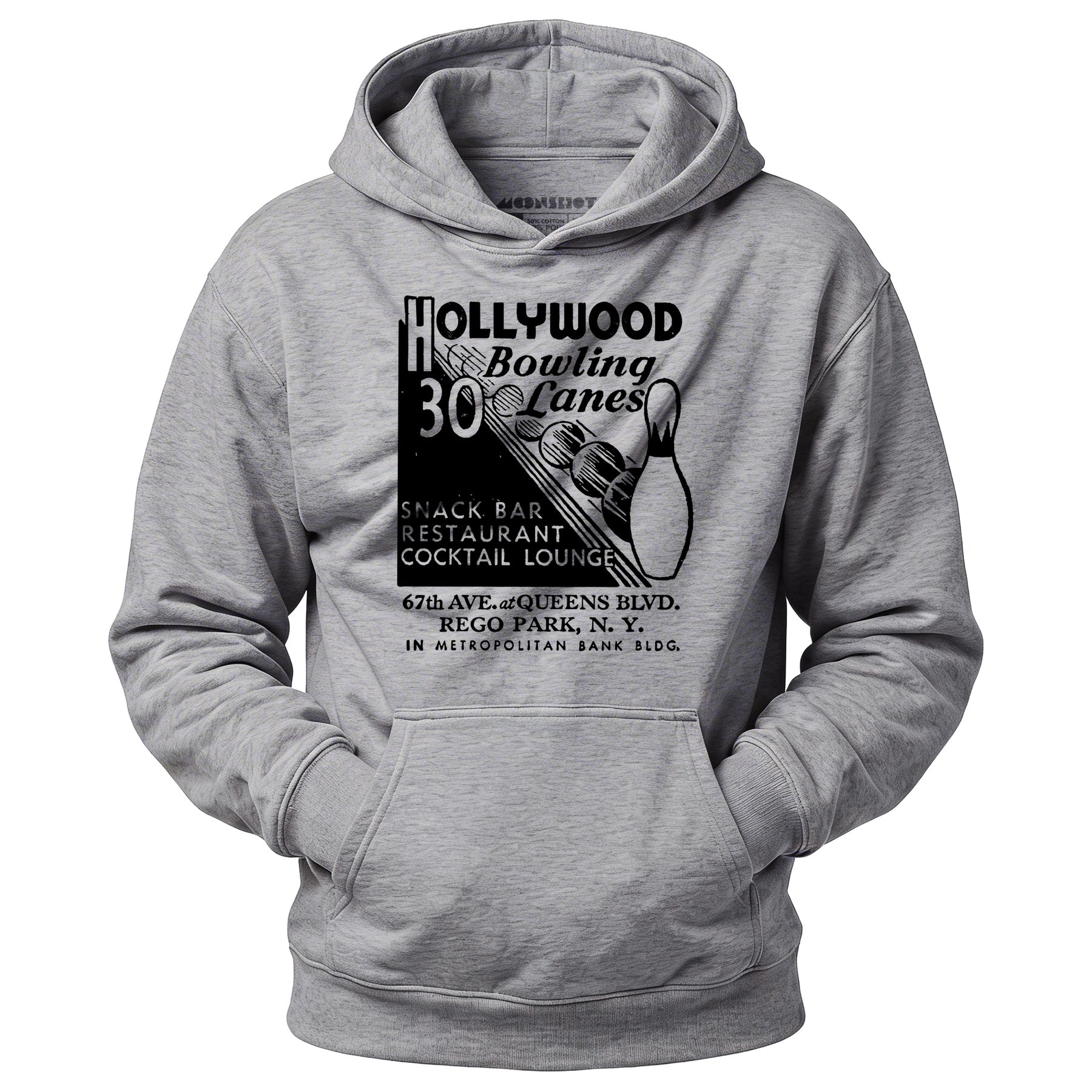 Hollywood Bowling Lanes - Rego Park, NY - Vintage Bowling Alley - Unisex Hoodie