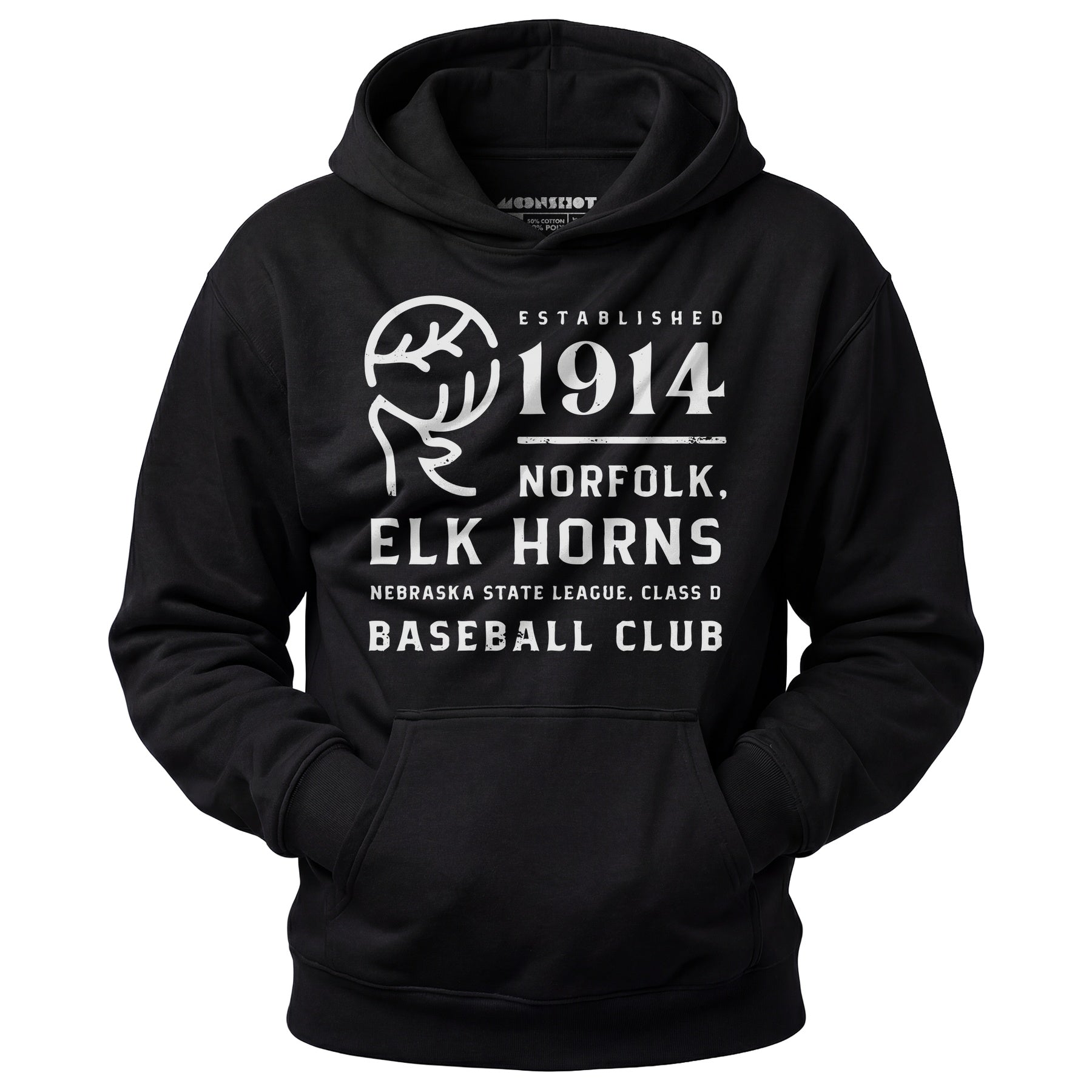 Norfolk Elk Horns - Nebraska - Vintage Defunct Baseball Teams - Unisex Hoodie
