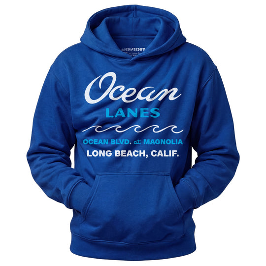 Ocean Lanes - Long Beach, CA - Vintage Bowling Alley - Unisex Hoodie