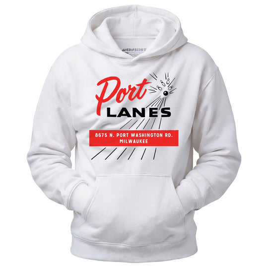 Port Lanes - Milwaukee, WI - Vintage Bowling Alley - Unisex Hoodie