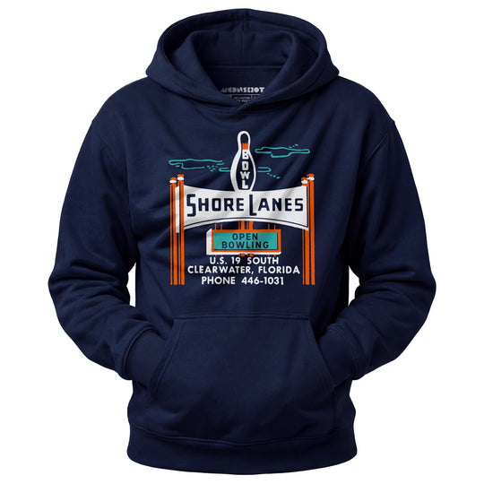 Shore Lanes - Clearwater, FL - Vintage Bowling Alley - Unisex Hoodie