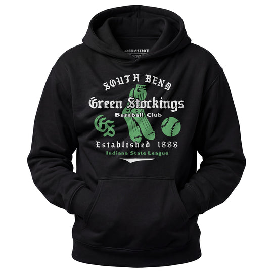 South Bend Green Stockings - Indiana - Vintage Defunct Baseball Teams - Unisex Hoodie