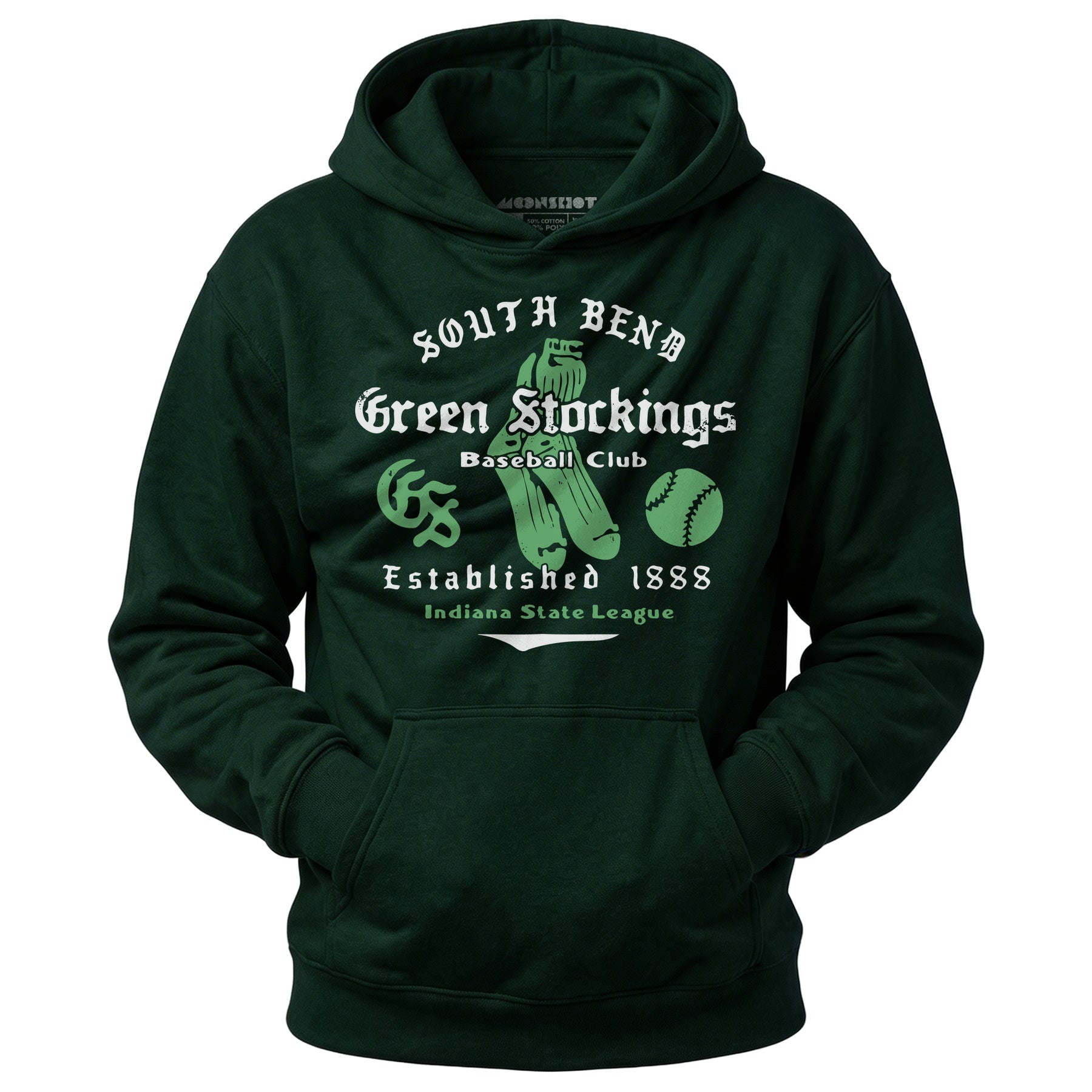 South Bend Green Stockings - Indiana - Vintage Defunct Baseball Teams - Unisex Hoodie