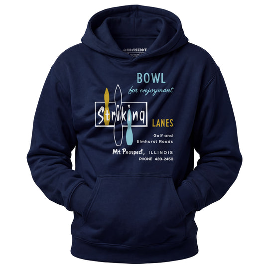 Striking Lanes - Mt. Prospect, IL - Vintage Bowling Alley - Unisex Hoodie
