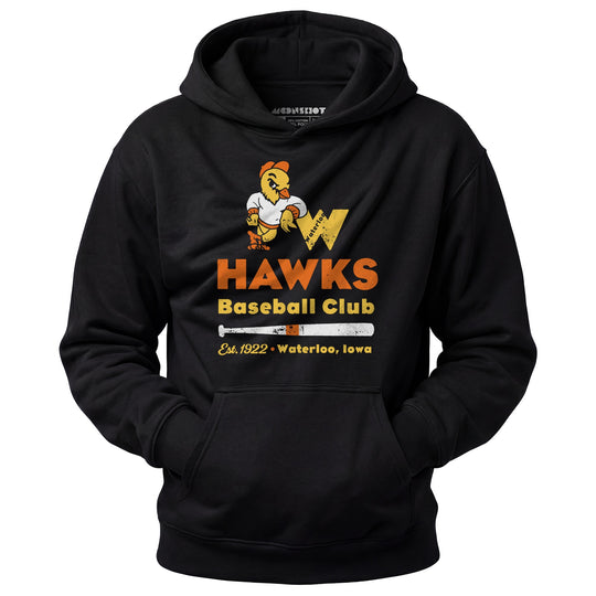Waterloo Hawks - Iowa - Vintage Defunct Baseball Teams - Unisex Hoodie