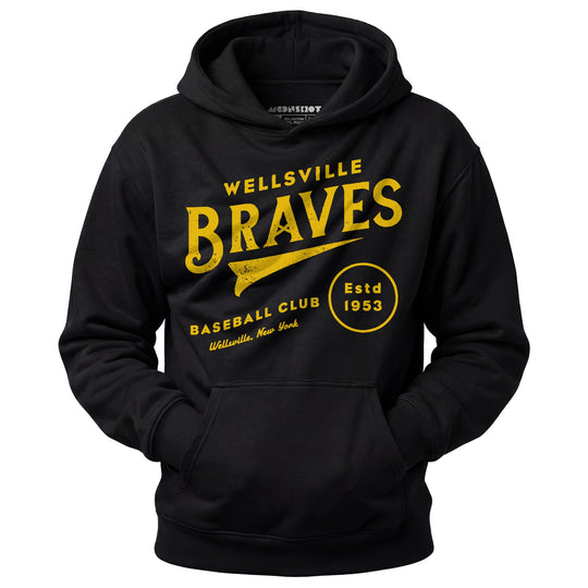 Wellsville Braves - New York - Vintage Defunct Baseball Teams - Unisex Hoodie
