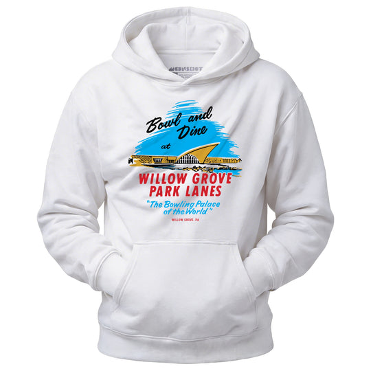Willow Grove Park Lanes - Willow Grove, PA - Vintage Bowling Alley - Unisex Hoodie