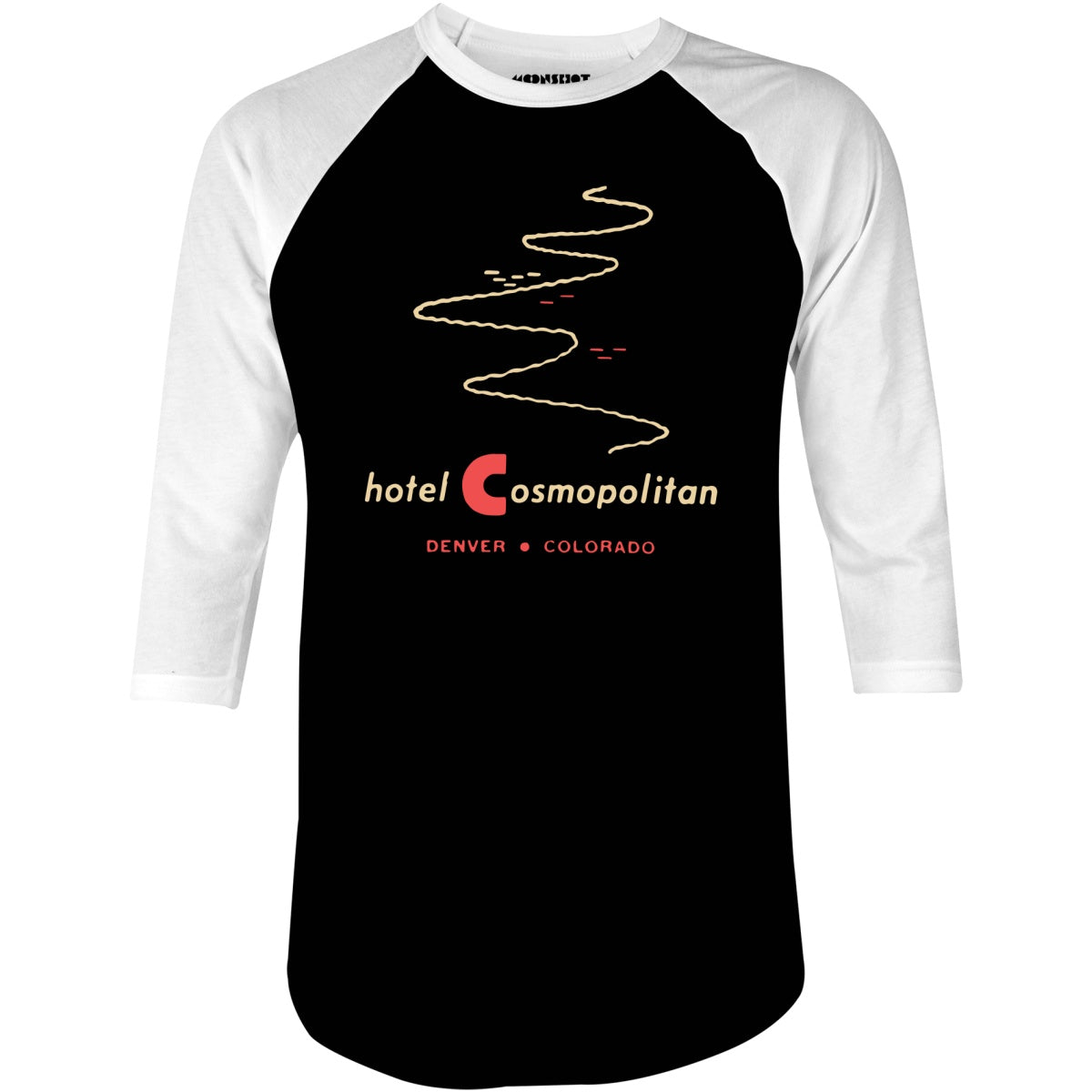 Hotel Cosmopolitan - Denver, CO - Vintage Hotel - 3/4 Sleeve Raglan T-Shirt