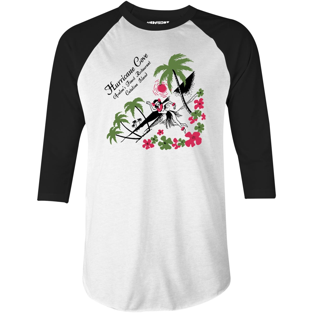 Hurricane Cove - Catalina Island, CA - Vintage Tiki Bar - 3/4 Sleeve Raglan T-Shirt