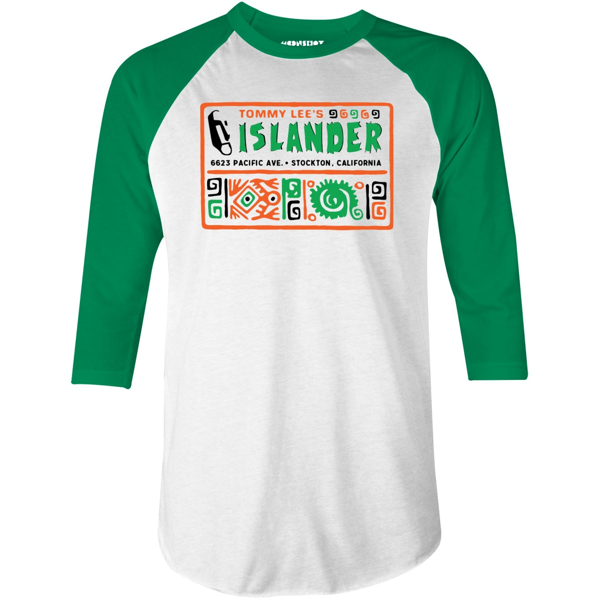 Islander - Stockton, CA - Vintage Tiki Bar - 3/4 Sleeve Raglan T-Shirt