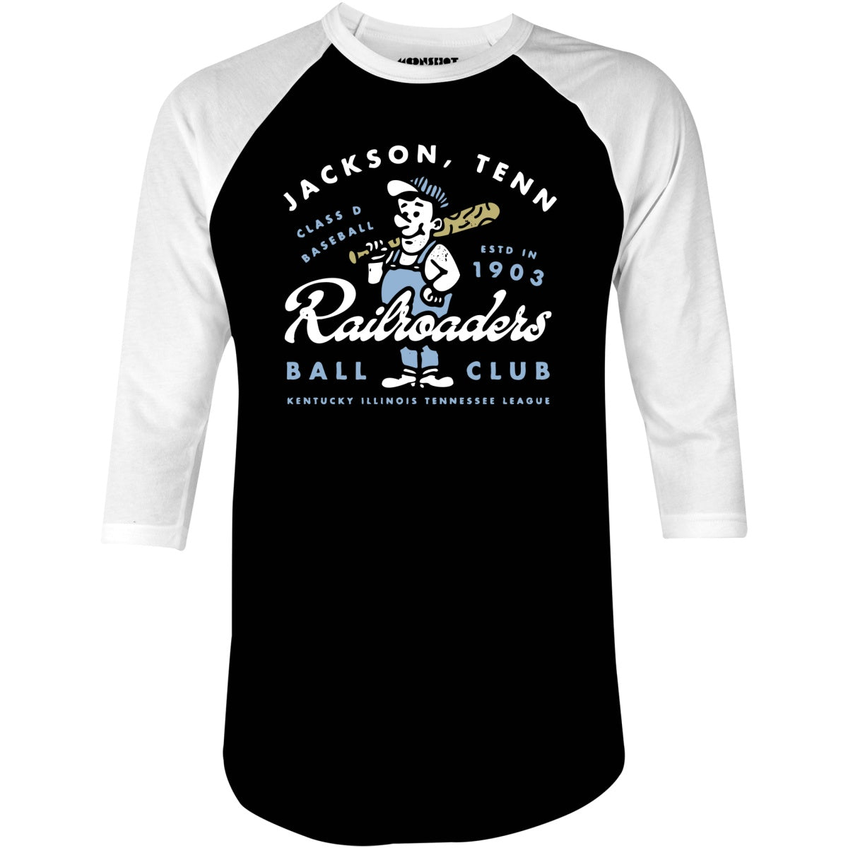 Jackson Railroaders - Tennessee - Vintage Defunct Baseball Teams - 3/4 Sleeve Raglan T-Shirt