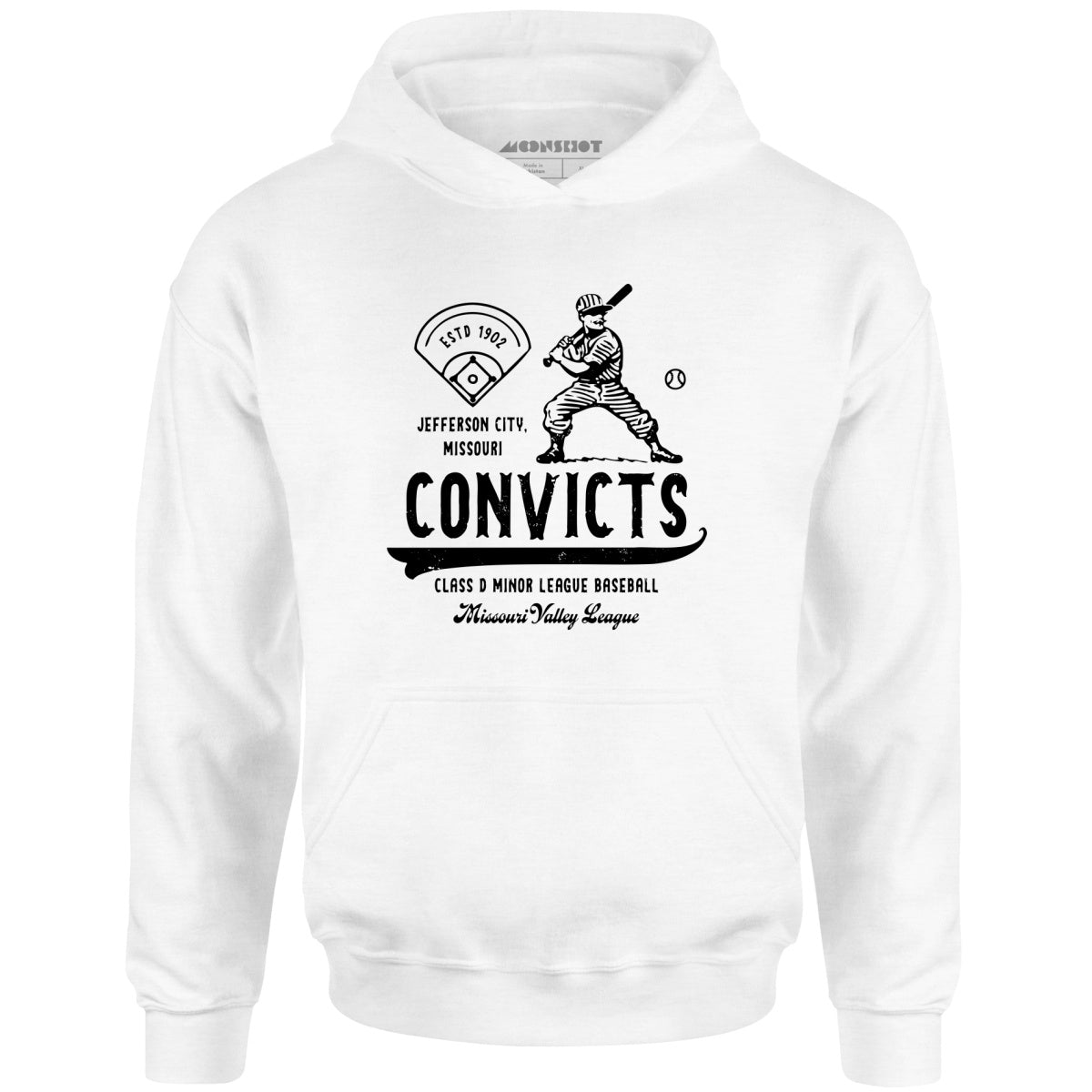 Jefferson City Convicts - Missouri - Vintage Defunct Baseball Teams - Unisex Hoodie