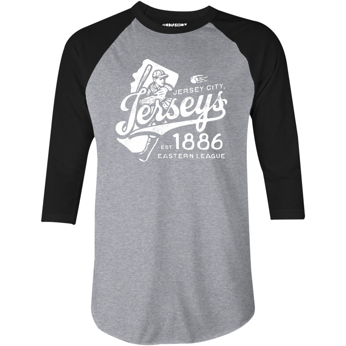 Jersey City Jerseys - New Jersey - Vintage Defunct Baseball Teams - 3/4 Sleeve Raglan T-Shirt