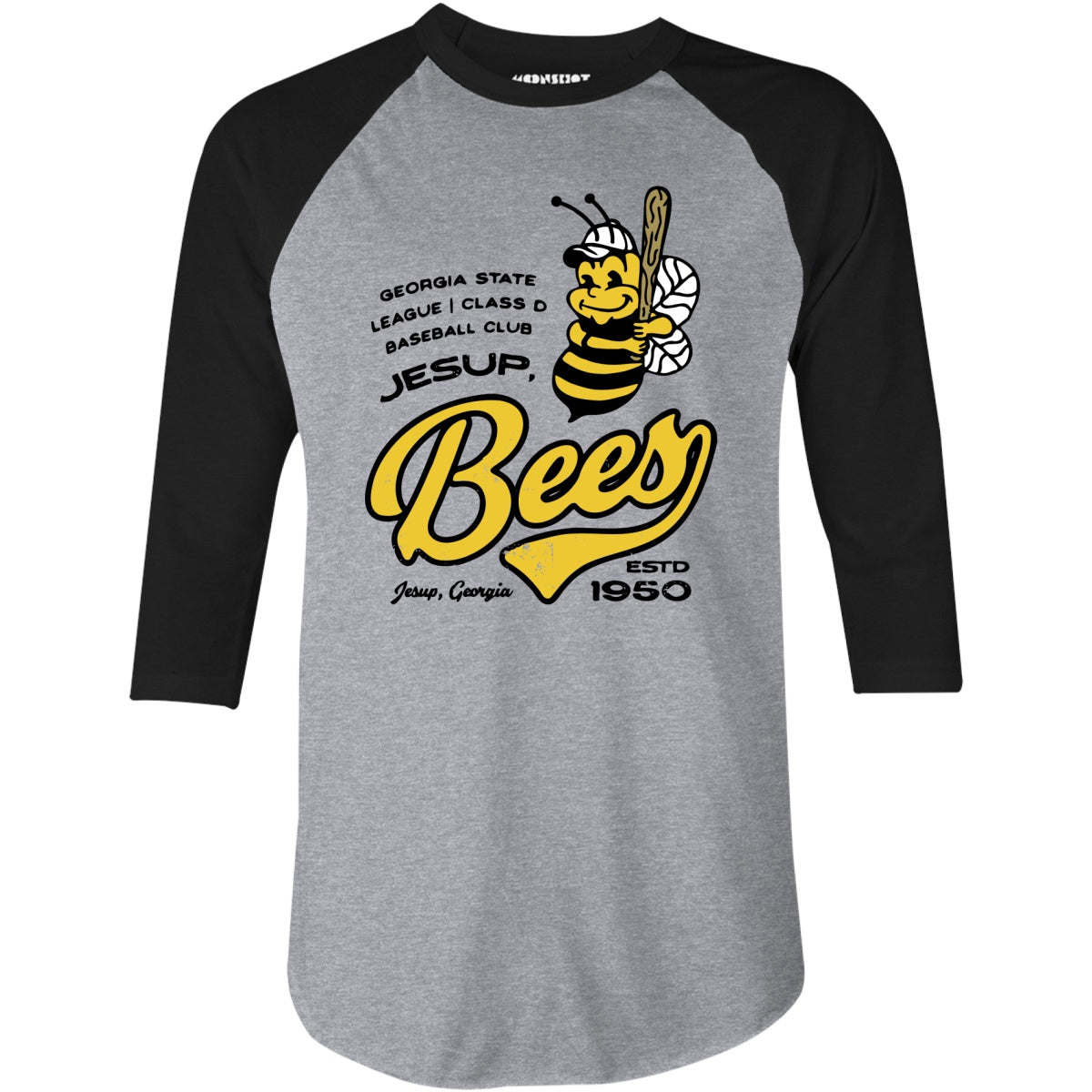 Jesup Bees - Georgia - Vintage Defunct Baseball Teams - 3/4 Sleeve Raglan T-Shirt