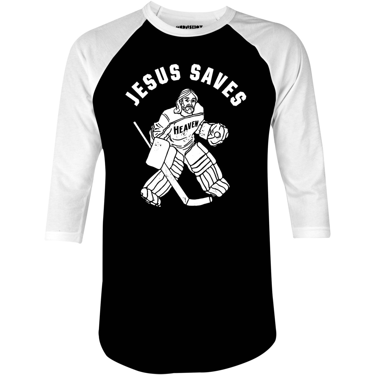 Jesus Saves - Hockey - 3/4 Sleeve Raglan T-Shirt