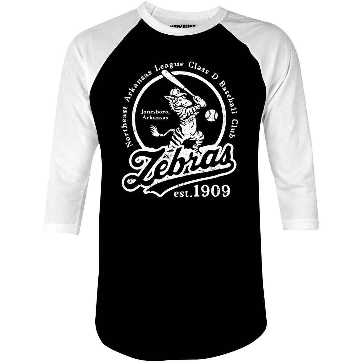 Jonesboro Zebras - Arkansas - Vintage Defunct Baseball Teams - 3/4 Sleeve Raglan T-Shirt