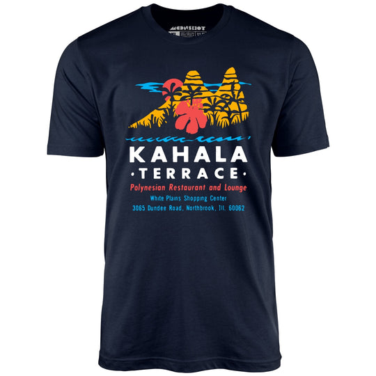 Kahala Terrace - White Plains, IL - Vintage Tiki Bar - Navy - Unisex T-Shirt