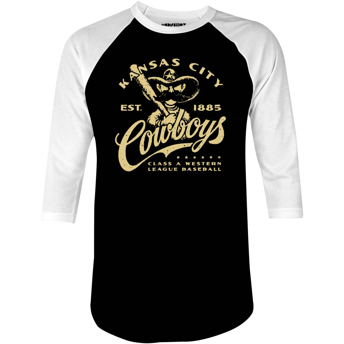 Kansas City Cowboys - Missouri - Vintage Defunct Baseball Teams - 3/4 Sleeve Raglan T-Shirt