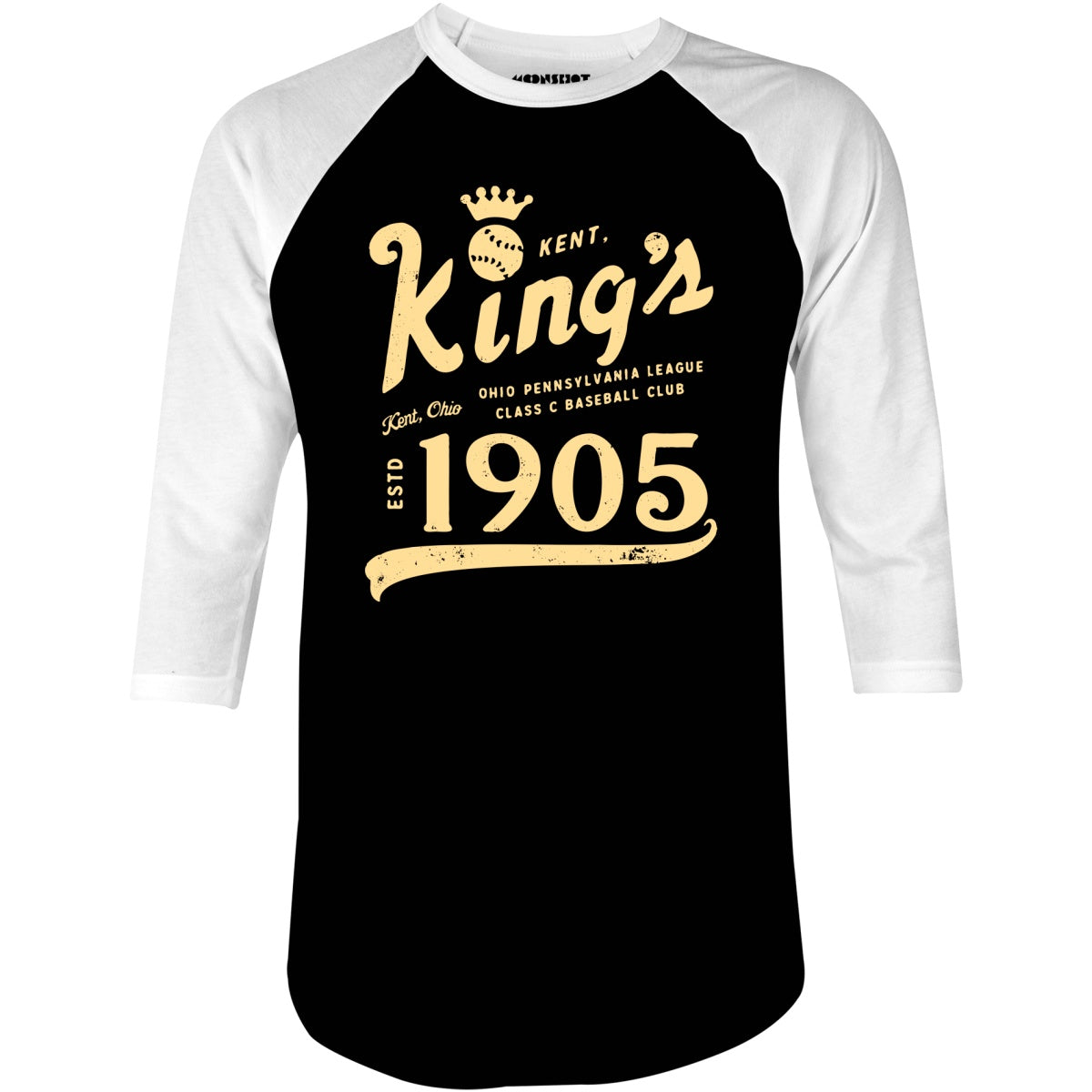 Kent Kings - Ohio - Vintage Defunct Baseball Teams - 3/4 Sleeve Raglan T-Shirt