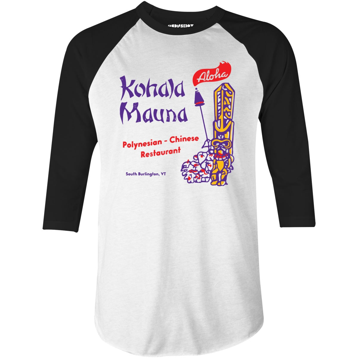 Kohala Mauna - South Burlington, VT - Vintage Tiki Bar - 3/4 Sleeve Raglan T-Shirt