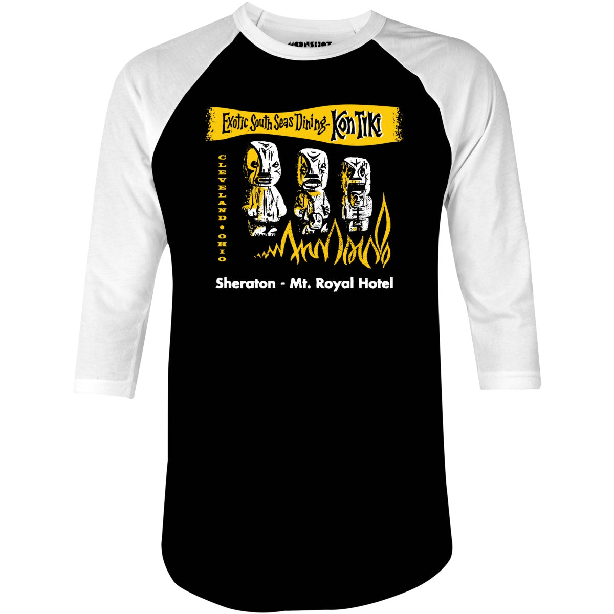 Kon-Tiki v2 - Cleveland, OH - Vintage Tiki Bar - 3/4 Sleeve Raglan T-Shirt