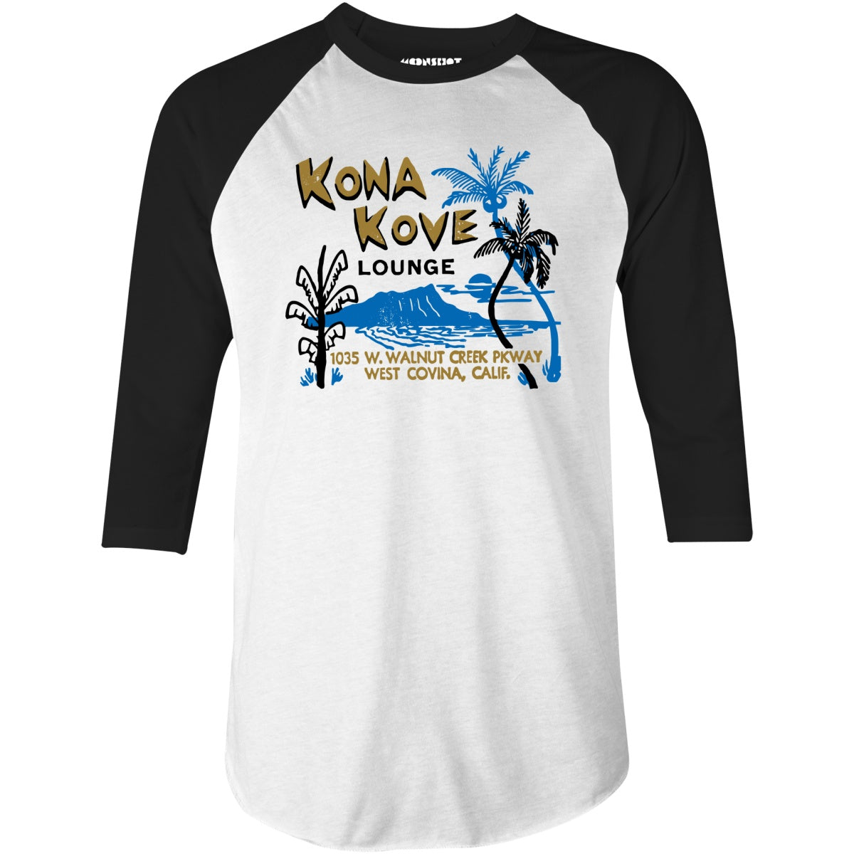 Kona Kove Lounge - West Covina, CA - Vintage Tiki Bar - 3/4 Sleeve Raglan T-Shirt
