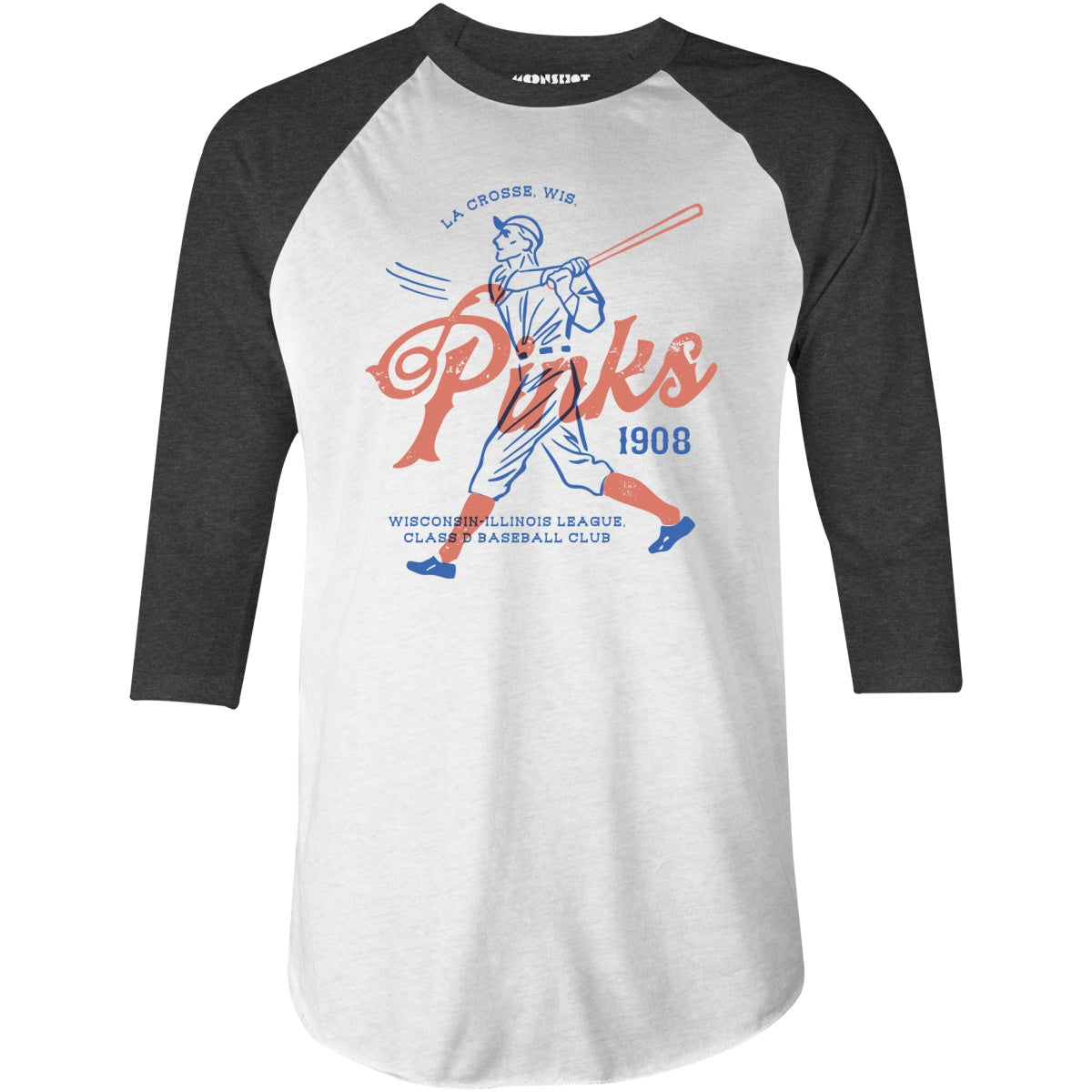 La Crosse Pinks - Wisconsin - Vintage Defunct Baseball Teams - 3/4 Sleeve Raglan T-Shirt