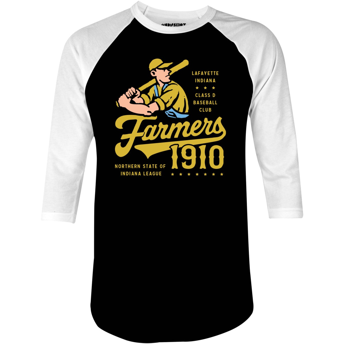 Lafayette Farmers - Indiana - Vintage Defunct Baseball Teams - 3/4 Sleeve Raglan T-Shirt