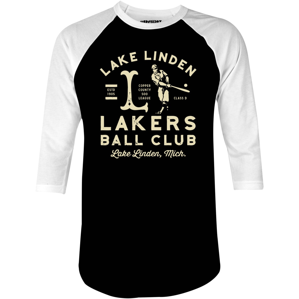 Lake Linden Lakers - Michigan - Vintage Defunct Baseball Teams - 3/4 Sleeve Raglan T-Shirt