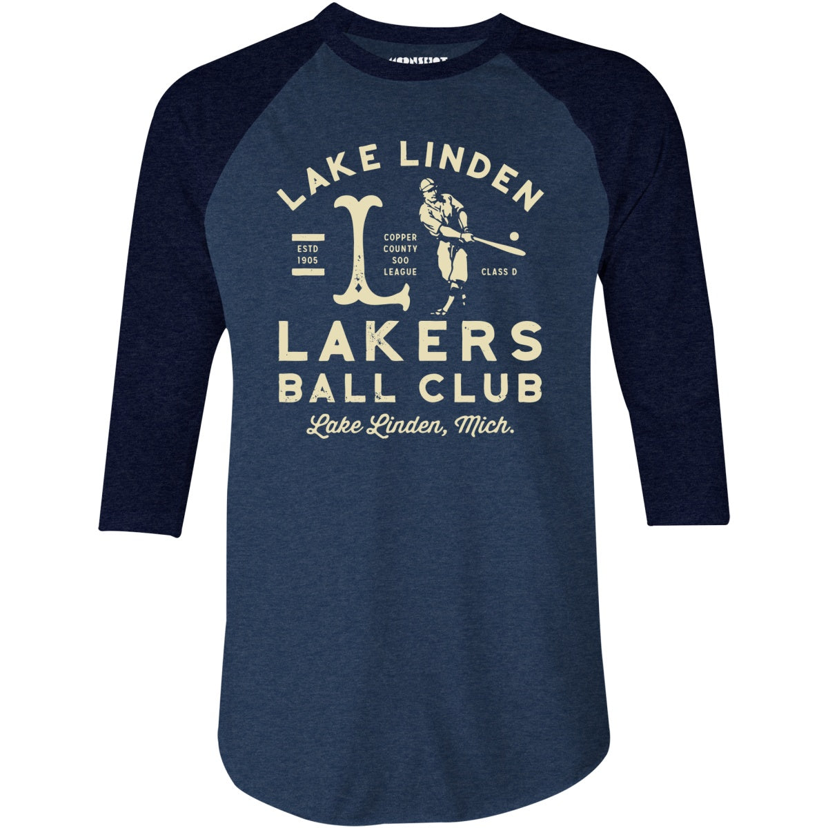 Lake Linden Lakers - Michigan - Vintage Defunct Baseball Teams - 3/4 Sleeve Raglan T-Shirt