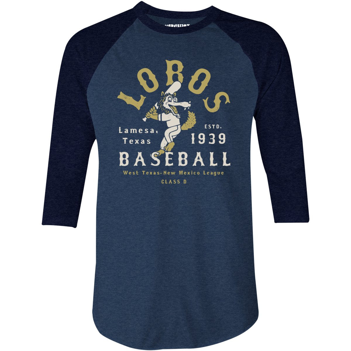 Lamesa Lobos - Texas - Vintage Defunct Baseball Teams - 3/4 Sleeve Raglan T-Shirt