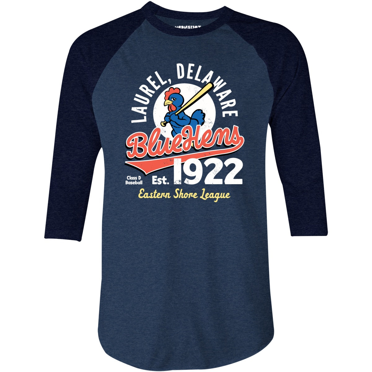 Laurel Blue Hens - Delaware - Vintage Defunct Baseball Teams - 3/4 Sleeve Raglan T-Shirt