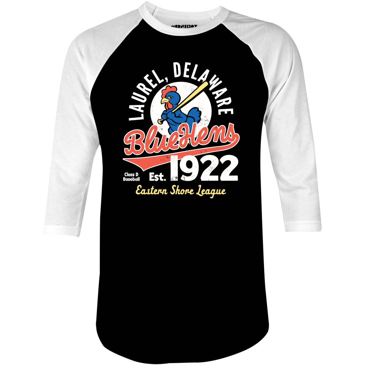 Laurel Blue Hens - Delaware - Vintage Defunct Baseball Teams - 3/4 Sleeve Raglan T-Shirt