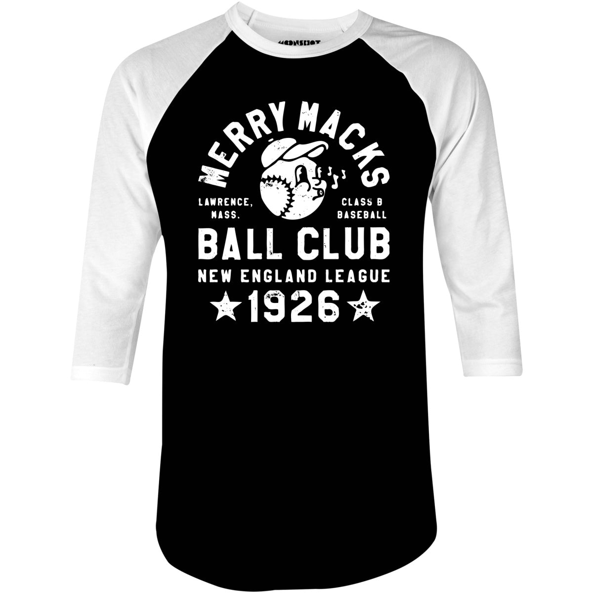 Lawrence Merry Macks - Massachusetts - Vintage Defunct Baseball Teams - 3/4 Sleeve Raglan T-Shirt
