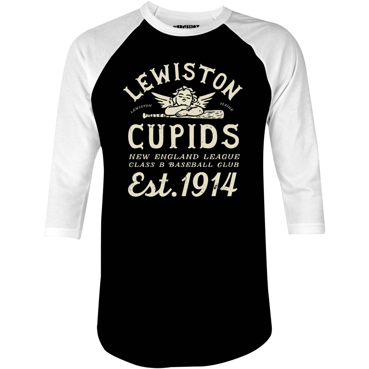 Lewiston Cupids - Maine - Vintage Defunct Baseball Teams - 3/4 Sleeve Raglan T-Shirt