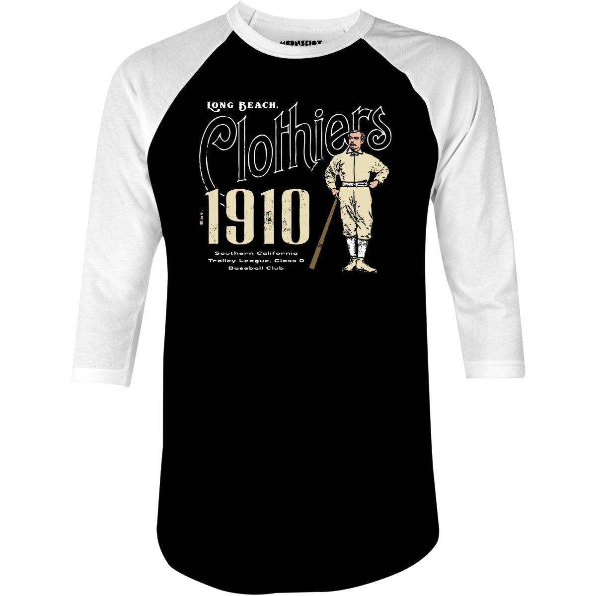 Long Beach Clothiers - California - Vintage Defunct Baseball Teams - 3/4 Sleeve Raglan T-Shirt