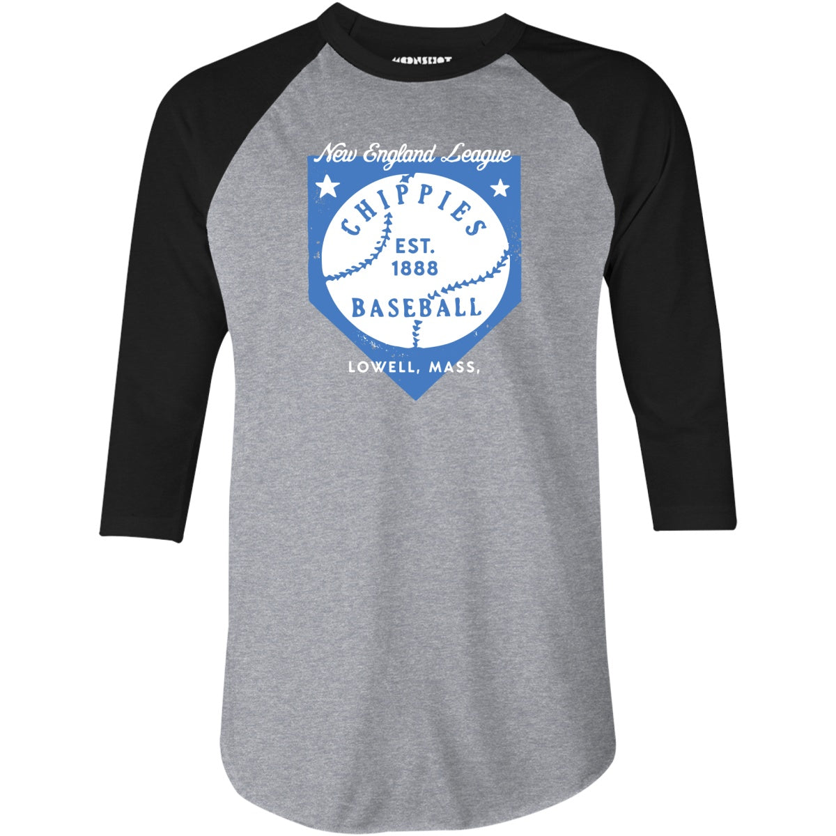 Lowell Chippies - Massachusetts - Vintage Defunct Baseball Teams - 3/4 Sleeve Raglan T-Shirt