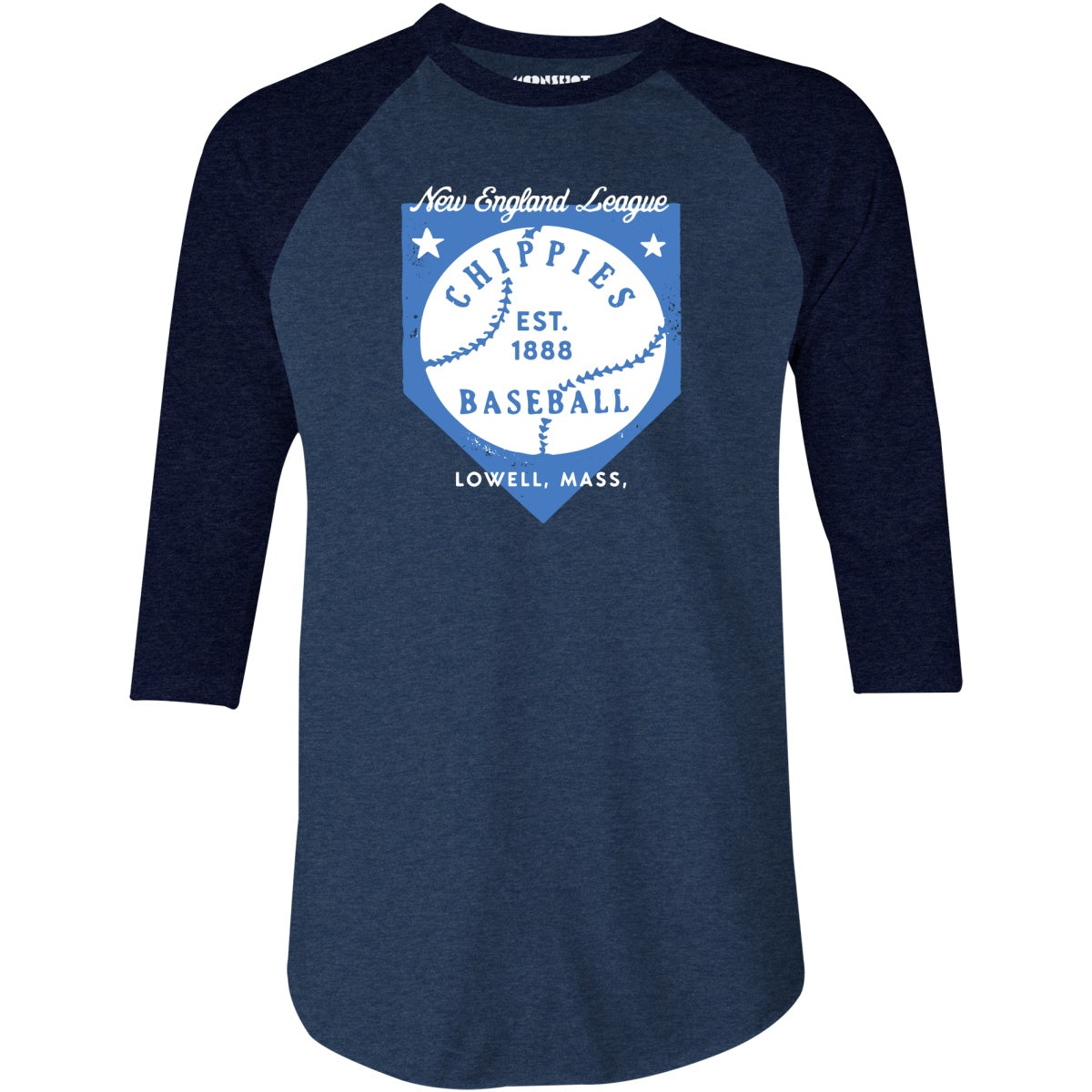 Lowell Chippies - Massachusetts - Vintage Defunct Baseball Teams - 3/4 Sleeve Raglan T-Shirt