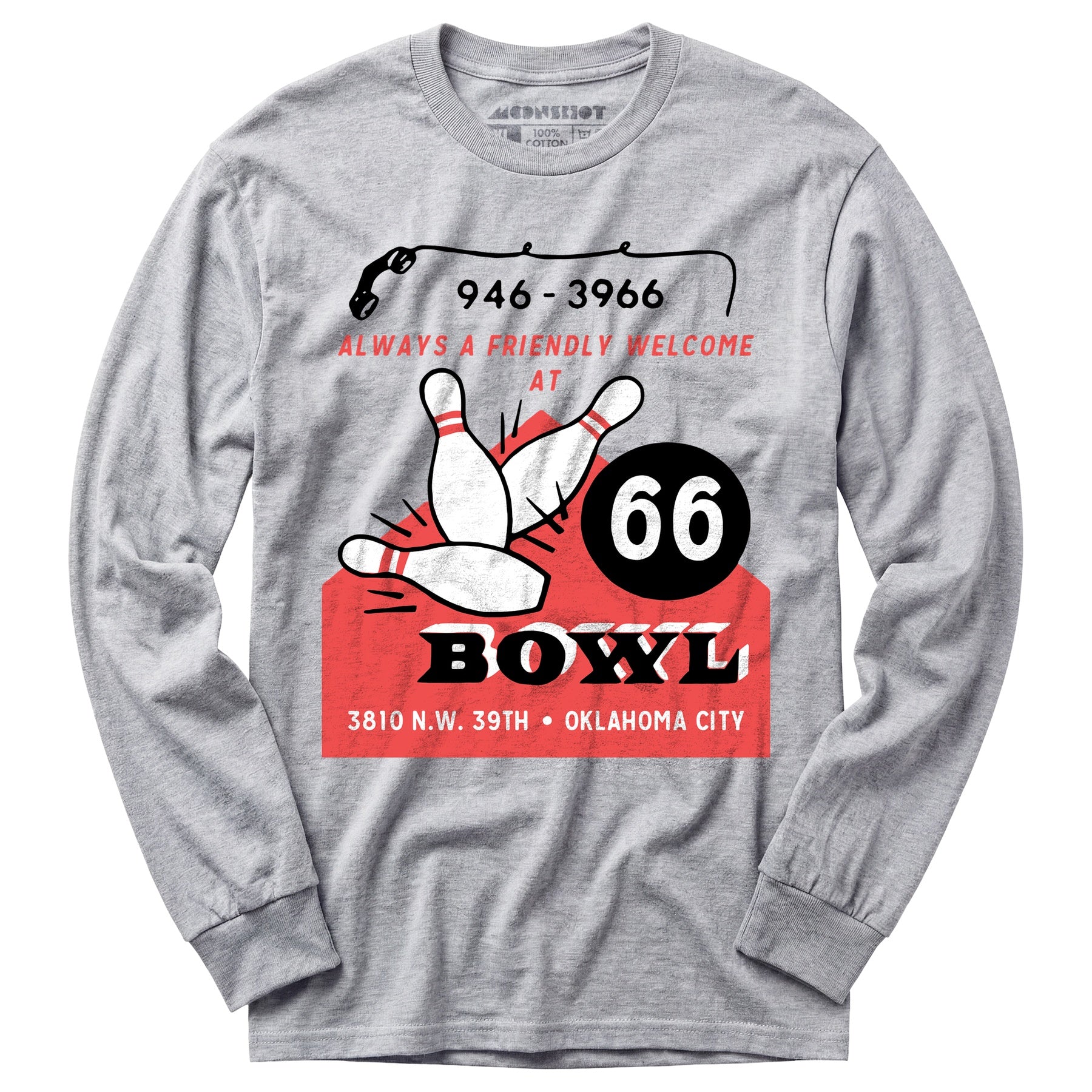 66 Bowl - Oklahoma City, OK - Vintage Bowling Alley - Long Sleeve T-Shirt