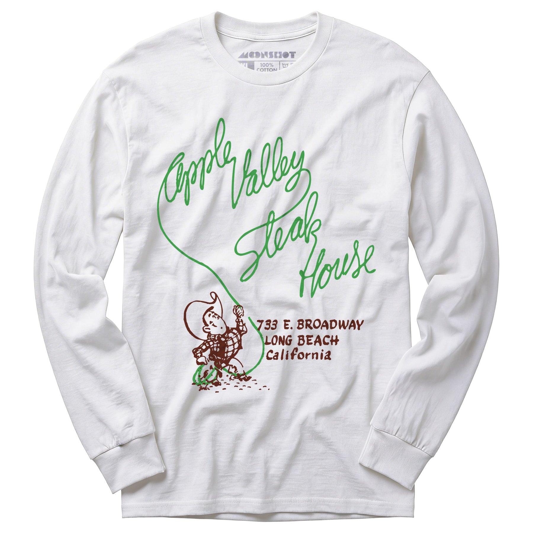 Apple Valley Steak House - Long Beach, CA - Vintage Restaurant - Long Sleeve T-Shirt